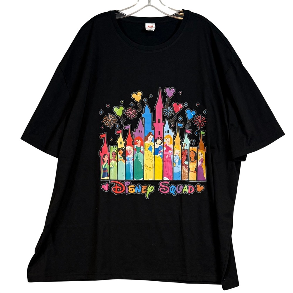 NWOT Disney Squad Princess Graphic T-Shirt Black 5XL Cotton Disneycore Plus Size